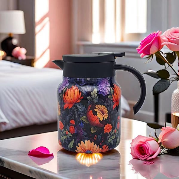 š Last day 49% OFF - CozyTeapotĀ® Vintage Floral Pattern Tea Thermos ā Built-In Infuser