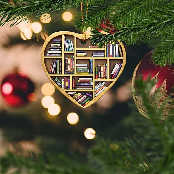 💝 Book Lovers Heart Ornament (2D Flat)