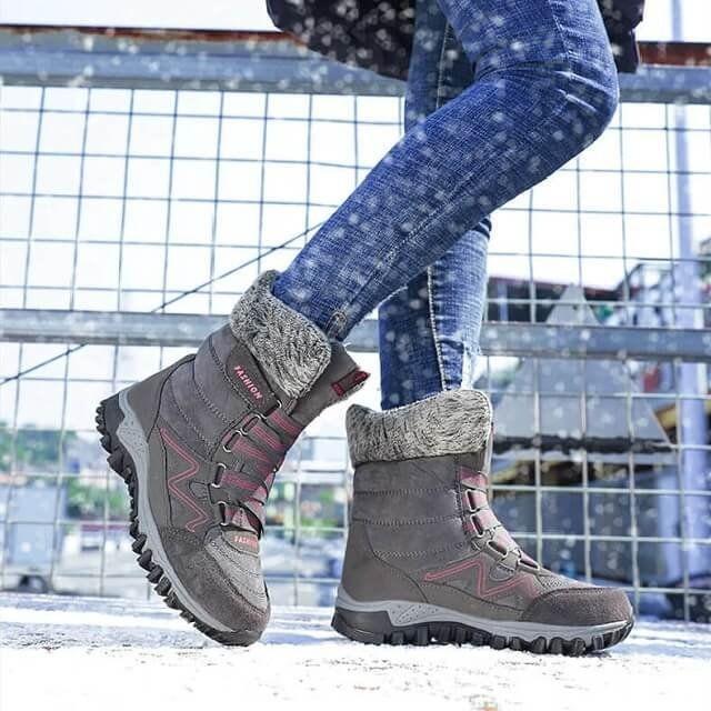 Bottes de neige pour femmes avec soutien de la voûte plantaire, bottes imperméables pour temps froid