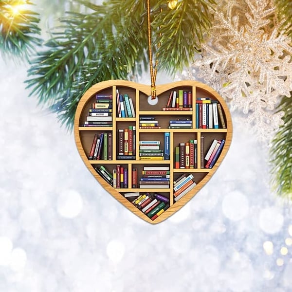 💝 Book Lovers Heart Ornament (2D Flat)