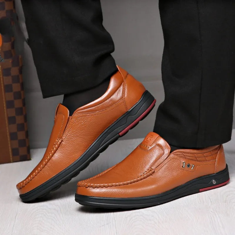 Chaussures orthopédiques en cuir pour hommes de style britannique 