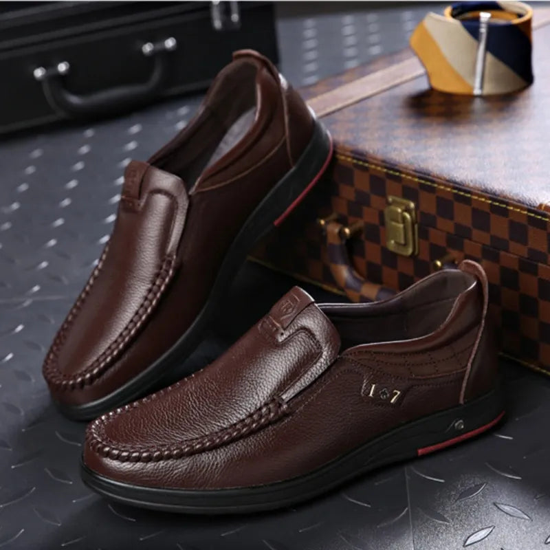 Chaussures orthopédiques en cuir pour hommes de style britannique 