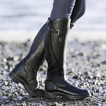 Bottes d'équitation imperméables en cuir pour femmes 