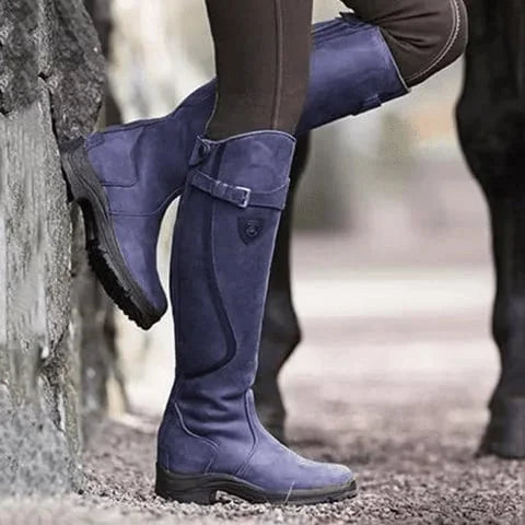 Bottes d'équitation imperméables en cuir pour femmes 