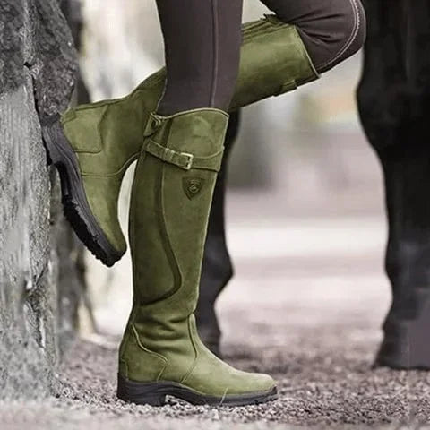 Bottes d'équitation imperméables en cuir pour femmes 