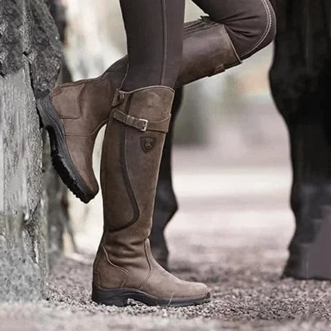 Bottes d'équitation imperméables en cuir pour femmes 