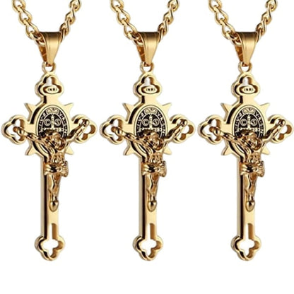 ST.Benedict Protection Cross Power Pendant Necklace