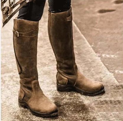 Bottes d'équitation imperméables en cuir pour femmes 