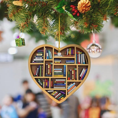 💝 Book Lovers Heart Ornament (2D Flat)