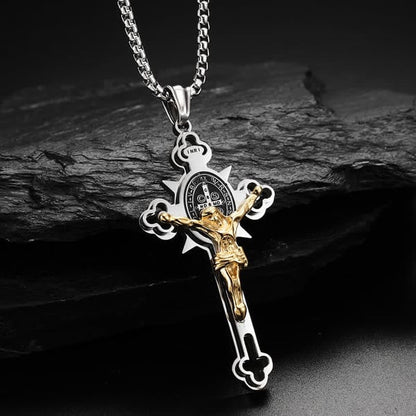 ST.Benedict Protection Cross Power Pendant Necklace