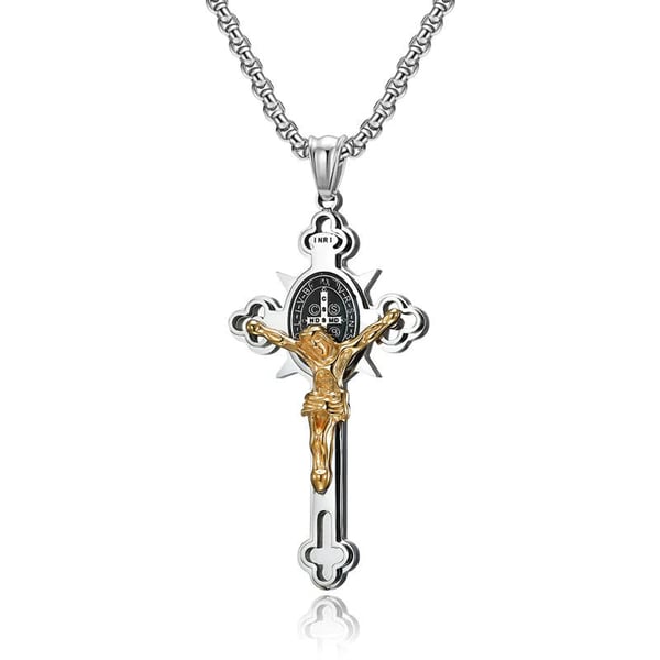 ST.Benedict Protection Cross Power Pendant Necklace