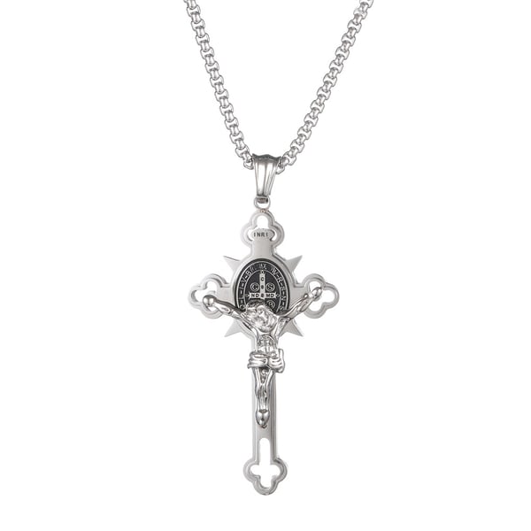 ST.Benedict Protection Cross Power Pendant Necklace