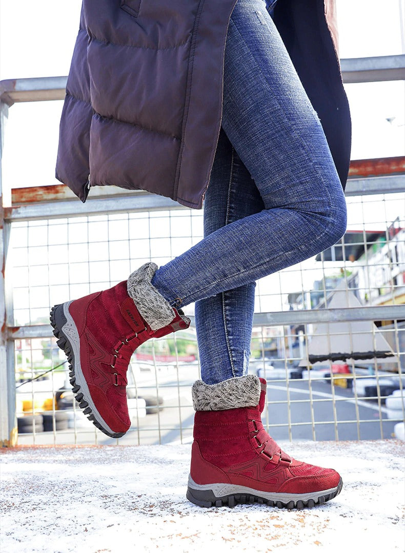 Bottes de neige pour femmes avec soutien de la voûte plantaire, bottes imperméables pour temps froid