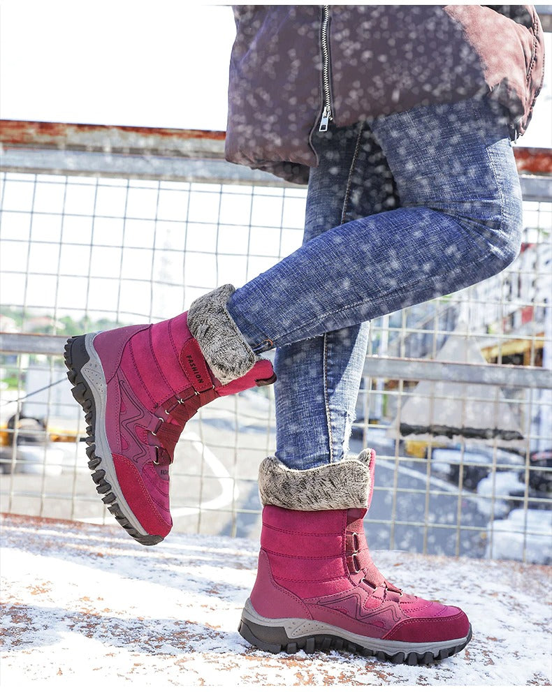 Bottes de neige pour femmes avec soutien de la voûte plantaire, bottes imperméables pour temps froid