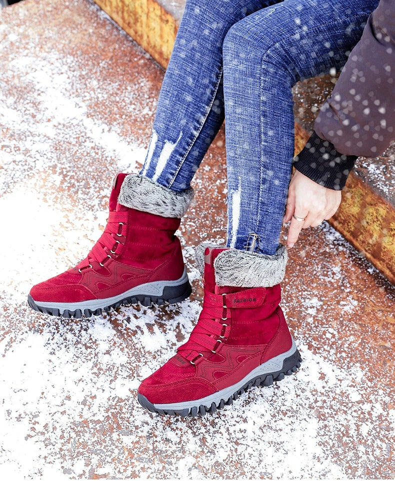 Bottes de neige pour femmes avec soutien de la voûte plantaire, bottes imperméables pour temps froid