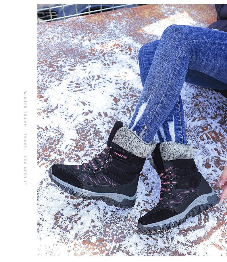 Bottes de neige pour femmes avec soutien de la voûte plantaire, bottes imperméables pour temps froid