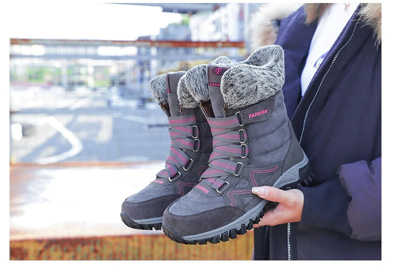 Bottes de neige pour femmes avec soutien de la voûte plantaire, bottes imperméables pour temps froid