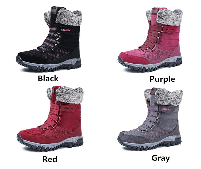 Bottes de neige pour femmes avec soutien de la voûte plantaire, bottes imperméables pour temps froid