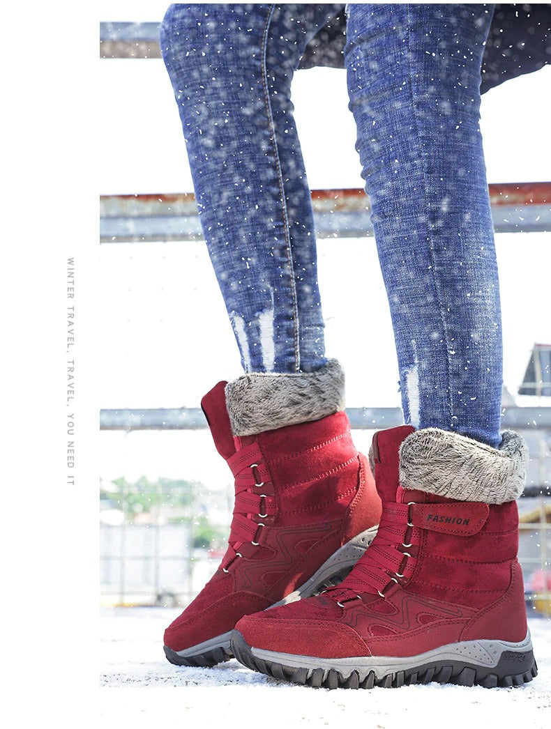Bottes de neige pour femmes avec soutien de la voûte plantaire, bottes imperméables pour temps froid