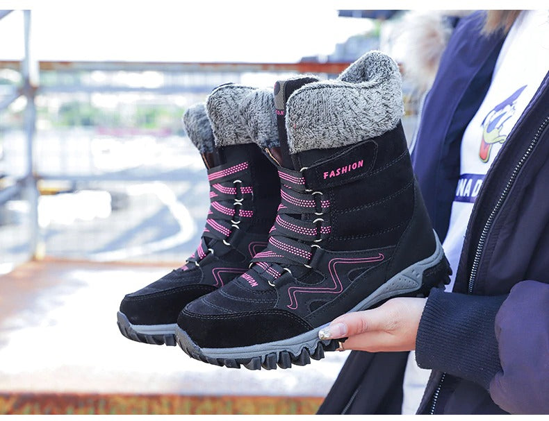 Bottes de neige pour femmes avec soutien de la voûte plantaire, bottes imperméables pour temps froid