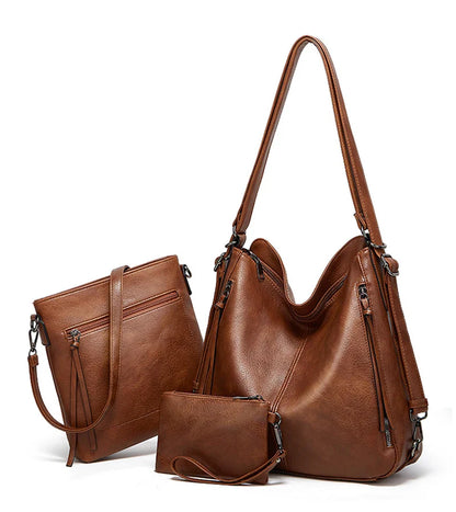 Women's Leather Crossbody Bags-Set of 3