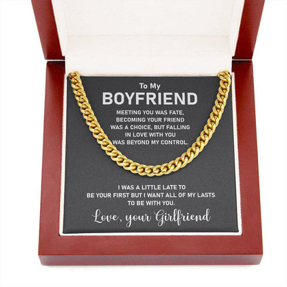 To My Boyfriend-Silver And Gold Cuban Chain For Men