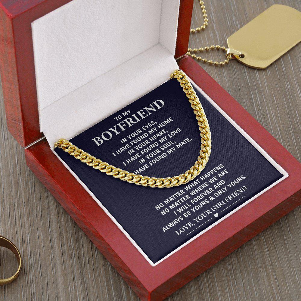 To My Boyfriend Necklace- Silver Cuban Link Chain-In Your Eyes