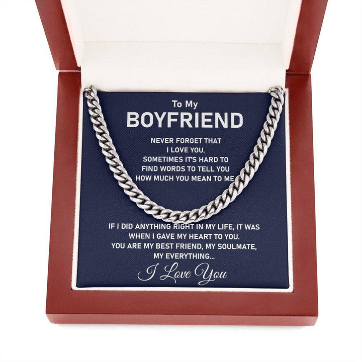 To My Boyfriend- Promise Necklace For Men-Cuban Link Chain