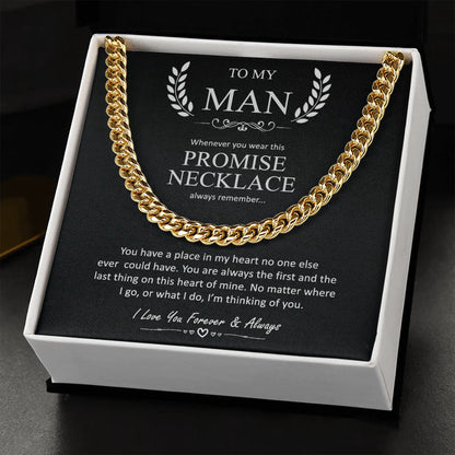 To My Man Cuban Link Chain, Christmas Gift for Man, Valentines Day Gift for Him, Husband Boyfriend Gift, Christmas Jewelry Gift