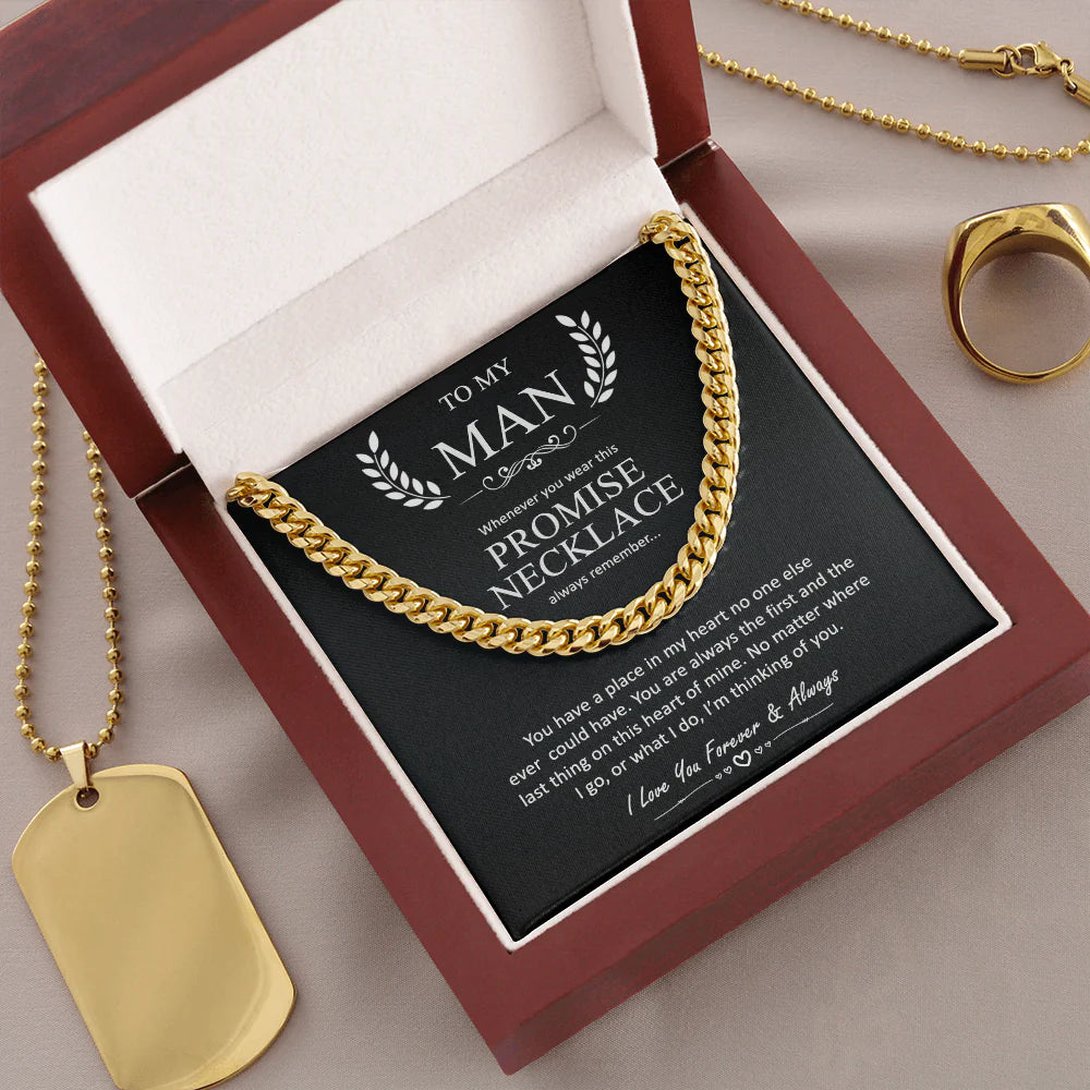 To My Man Cuban Link Chain, Christmas Gift for Man, Valentines Day Gift for Him, Husband Boyfriend Gift, Christmas Jewelry Gift