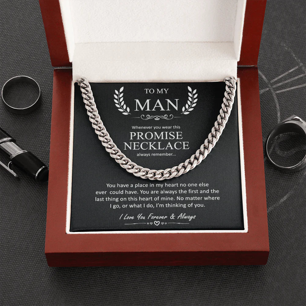 To My Man Cuban Link Chain, Christmas Gift for Man, Valentines Day Gift for Him, Husband Boyfriend Gift, Christmas Jewelry Gift