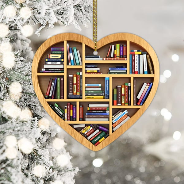 💝 Book Lovers Heart Ornament (2D Flat)