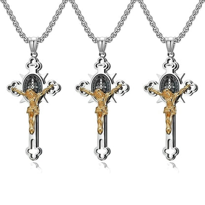 ST.Benedict Protection Cross Power Pendant Necklace