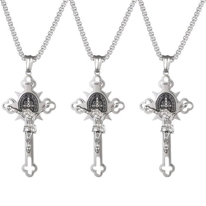 ST.Benedict Protection Cross Power Pendant Necklace