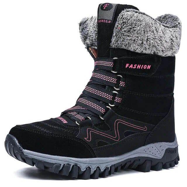 Bottes de neige pour femmes avec soutien de la voûte plantaire, bottes imperméables pour temps froid