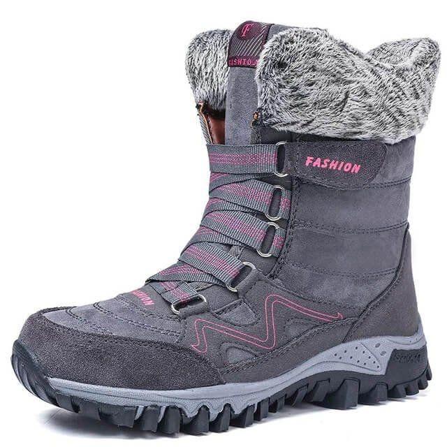 Bottes de neige pour femmes avec soutien de la voûte plantaire, bottes imperméables pour temps froid