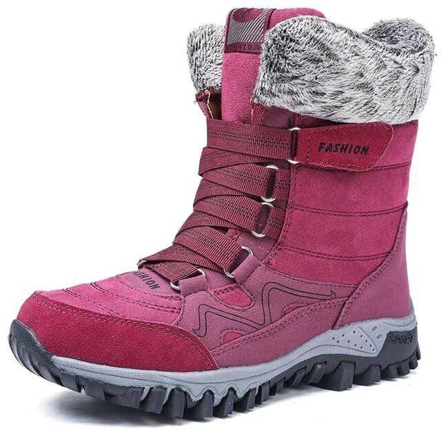 Bottes de neige pour femmes avec soutien de la voûte plantaire, bottes imperméables pour temps froid