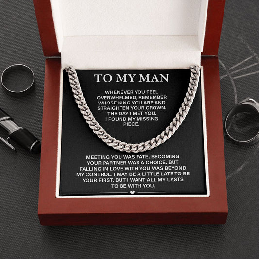 To My Man Necklace-Gold And Silver Cuban Chain Necklace