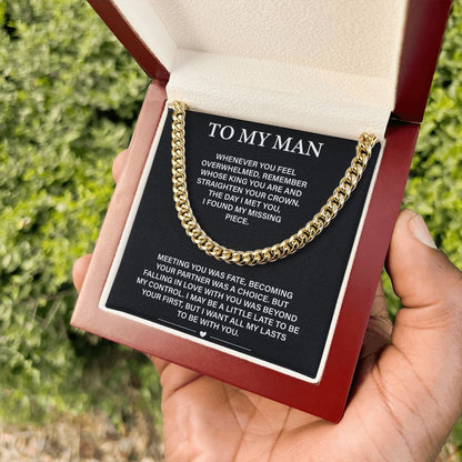 To My Man Necklace-Gold And Silver Cuban Chain Necklace