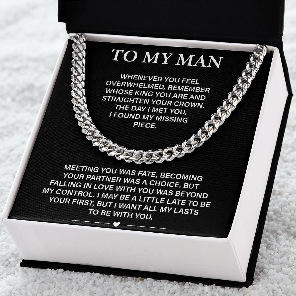 To My Man Necklace-Gold And Silver Cuban Chain Necklace