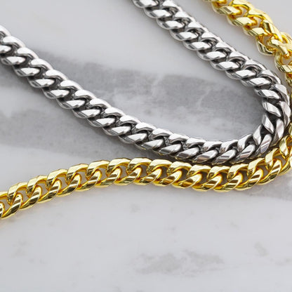 To My Man Necklace-Gold And Silver Cuban Chain Necklace