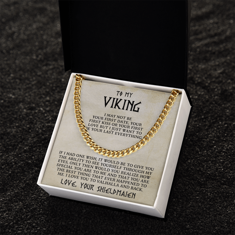 To My Viking - I Love You to Valhalla and Back - Cuban Chain Necklace