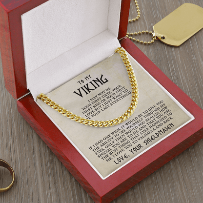 To My Viking - I Love You to Valhalla and Back - Cuban Chain Necklace