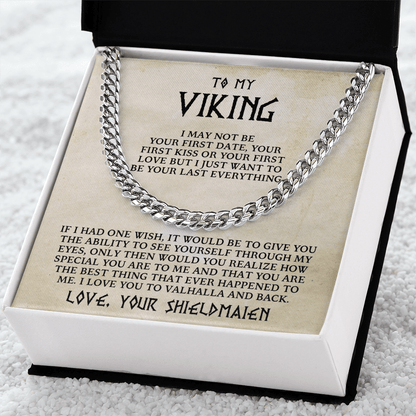 To My Viking - I Love You to Valhalla and Back - Cuban Chain Necklace